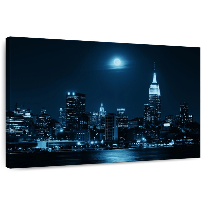 Ravi au lever de la lune sur Manhattan, H 8 po x l 12 po