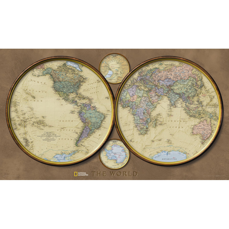 Carte murale world hemispheres, Papier