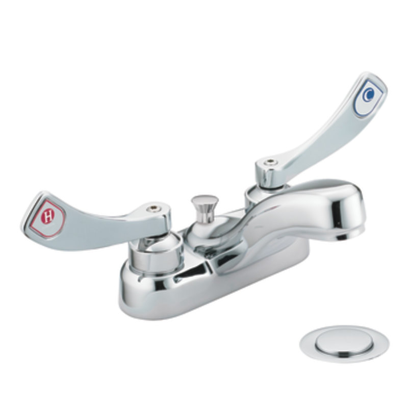 Robinet de salle de bain central à deux poignées avec drain M-Dura