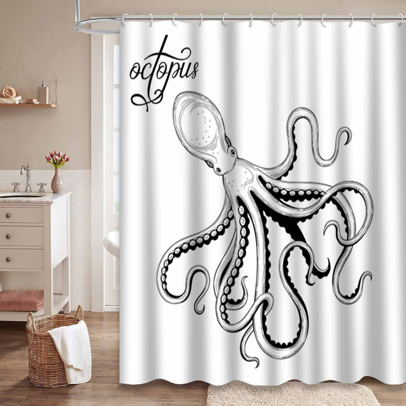 Rideau de douche imperméable à l'eau de mer avec 12 crochets, L 72 po x l 84 po