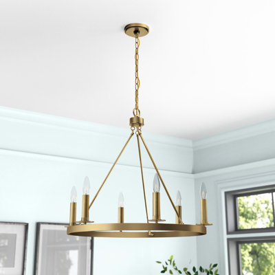 Lustre 6 lumières en laiton naturel