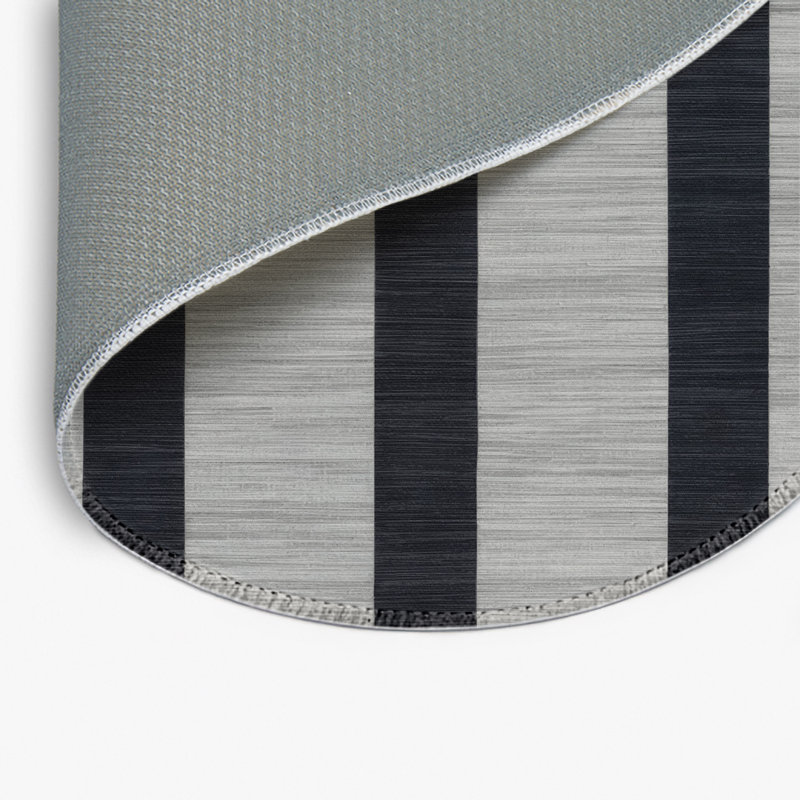 Tapis intérieur / extérieur gris HorizontalStripes, Rond 5 pi