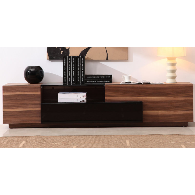Verneuil Unfinished TV Stand for TVs up to 78", Walnut/Black