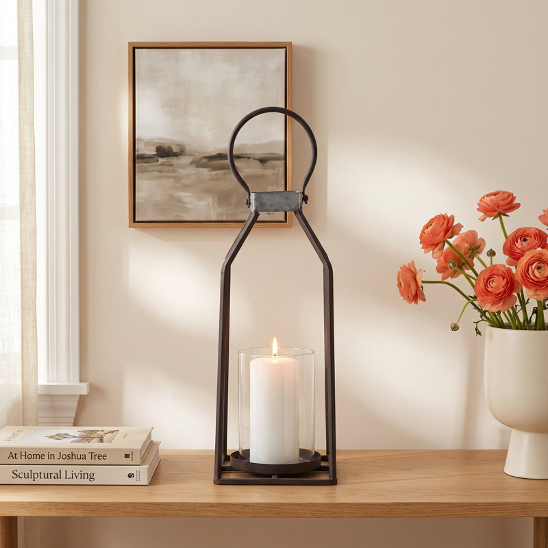 Tabletop Lantern, 16.25" H x 5.5" W x 5.5" D