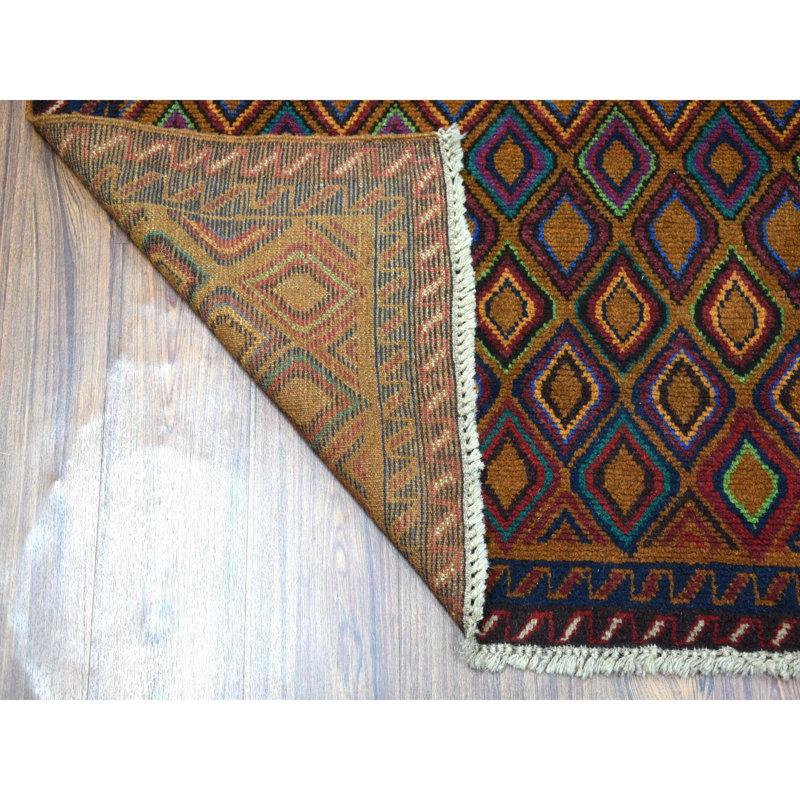 Tapis en laine brun/mauve 4 pi 3 po x 6 pi 2 po one-of-kind-noué la main Dupond