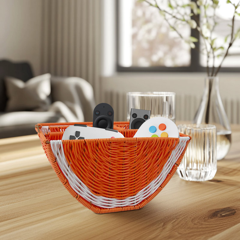 Panier en plastique simulé, Tangerine / blanc