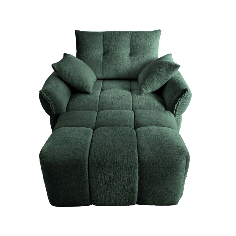 Canapé simple ergonomique moderne avec repose-pieds, Vert