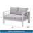 50" All-Weather Aluminum Patio Loveseat With Thick Light Gray Cushions & White Frame-1973215025
