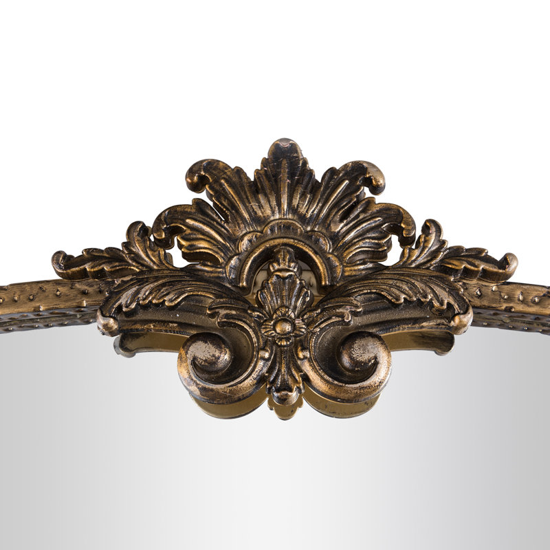 Lindon Arched Iron Wall Mirror, 29" x 36", Antique Gold