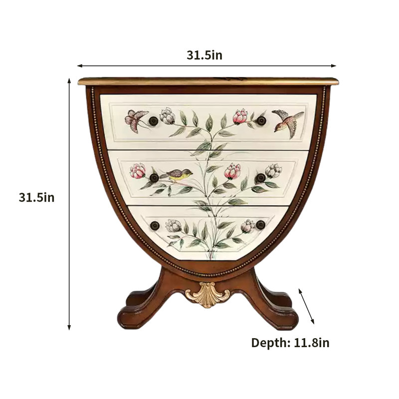 Commode décorative 3 tiroirs peinte à la main Elegant Design
