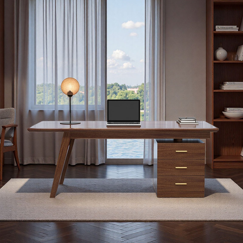 Bureau moderne en bois massif noyer, H 29,1 po x l 59,1 po x P 29,5 po