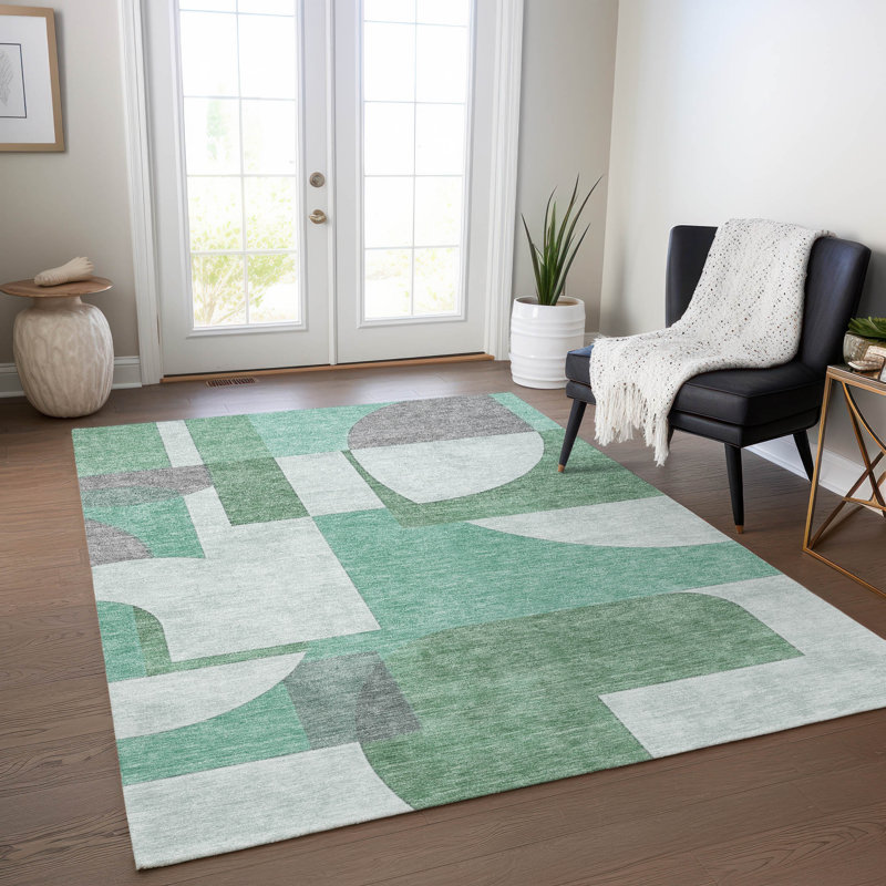 Tapis vert intérieur / extérieur lavable à la machine Cinead ACN1692, Rectangle 10 pi x 14 pi