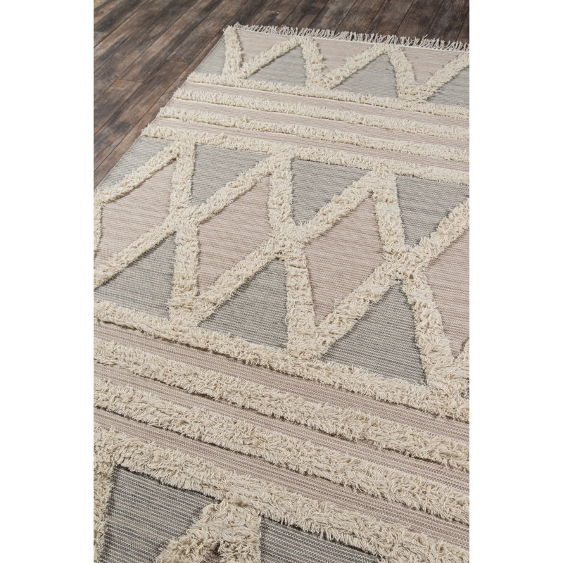 Thoreson Wool Geometric Area Rug in Beige, Rectangle 7'6" x 9'6"