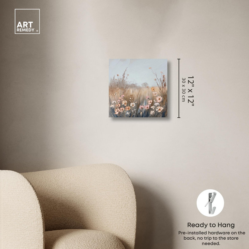 «Nutmeg Flower Fusion Canvas Farmhouse Floral Art» par Art Remedy, Toile tendue, H 12 po x l 12 po x P 1,5 po