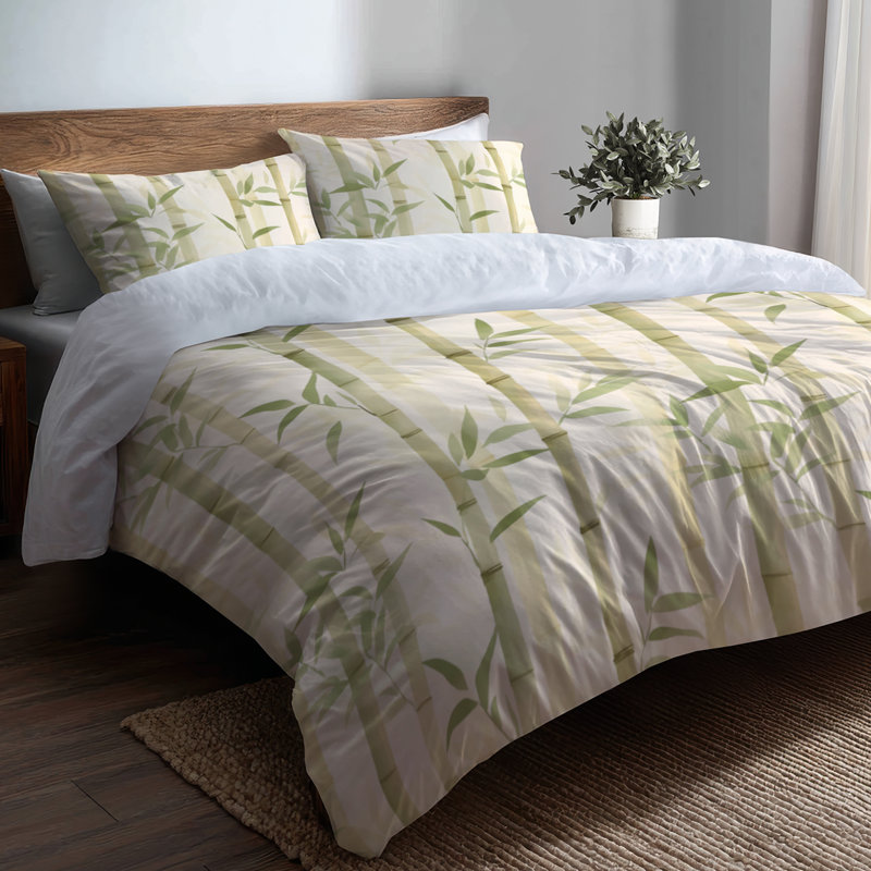 Ensemble de housse de couette Coastal Bed Of 3 - Green Bamboo Quiet, Housse de couette pour grand lit et 2 taies décor
