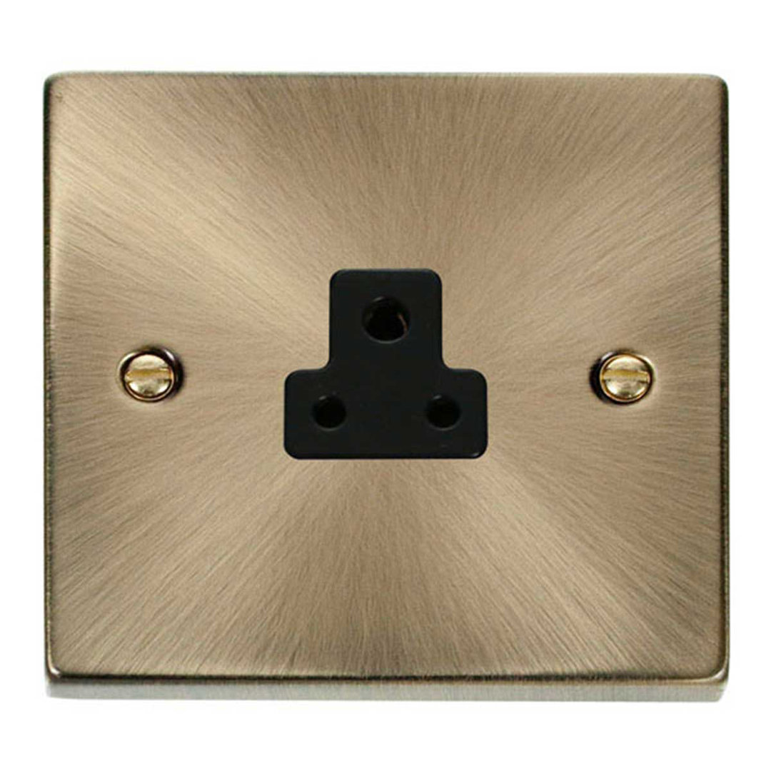 Antique Brass 1 Gang 2A Round Pin Socket
