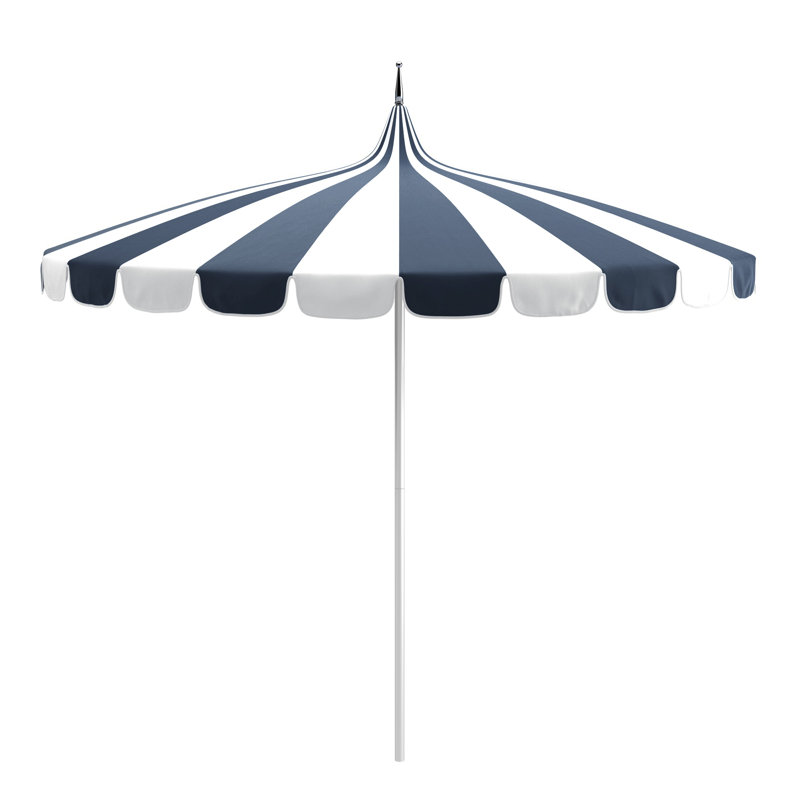 Parasol de marché rayé Tayeko, Bleu foncé