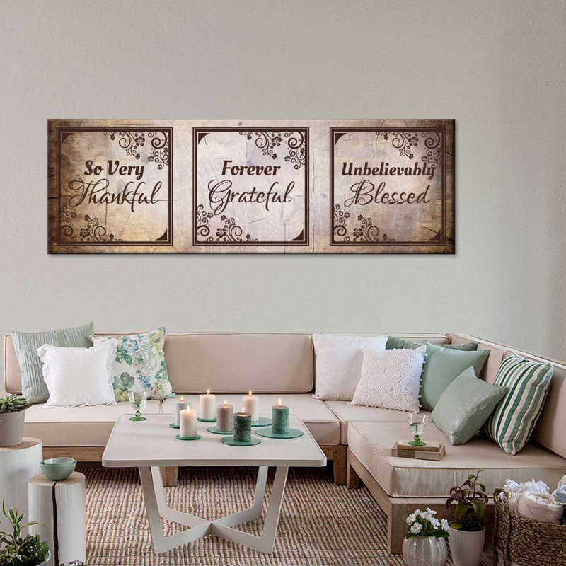 Thankful Grateful Blessed III Canvas Print, 8" H x 24" W x 1" D