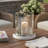 Gsy Decorative Candle Holder, Silver And White Patchwork, 10 Inch Glass