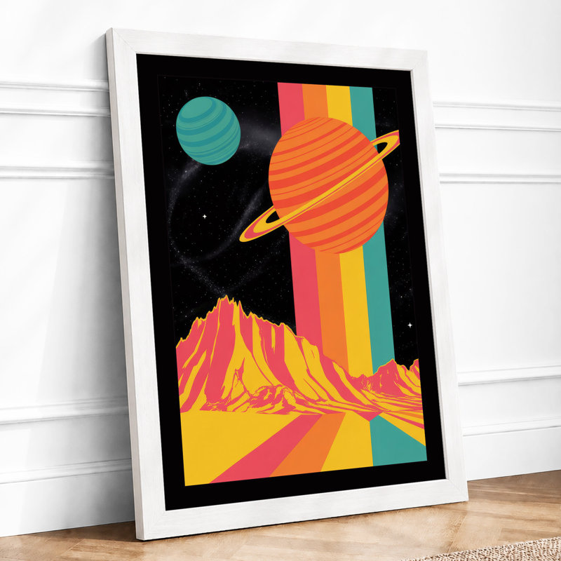 Cosmic Mountains Retro - Framed Print, A1 - 84.1 x 59.4 cm, White