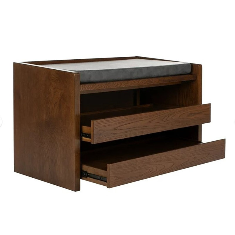 Banc de rangement en faux cuir Aryaan, Brun