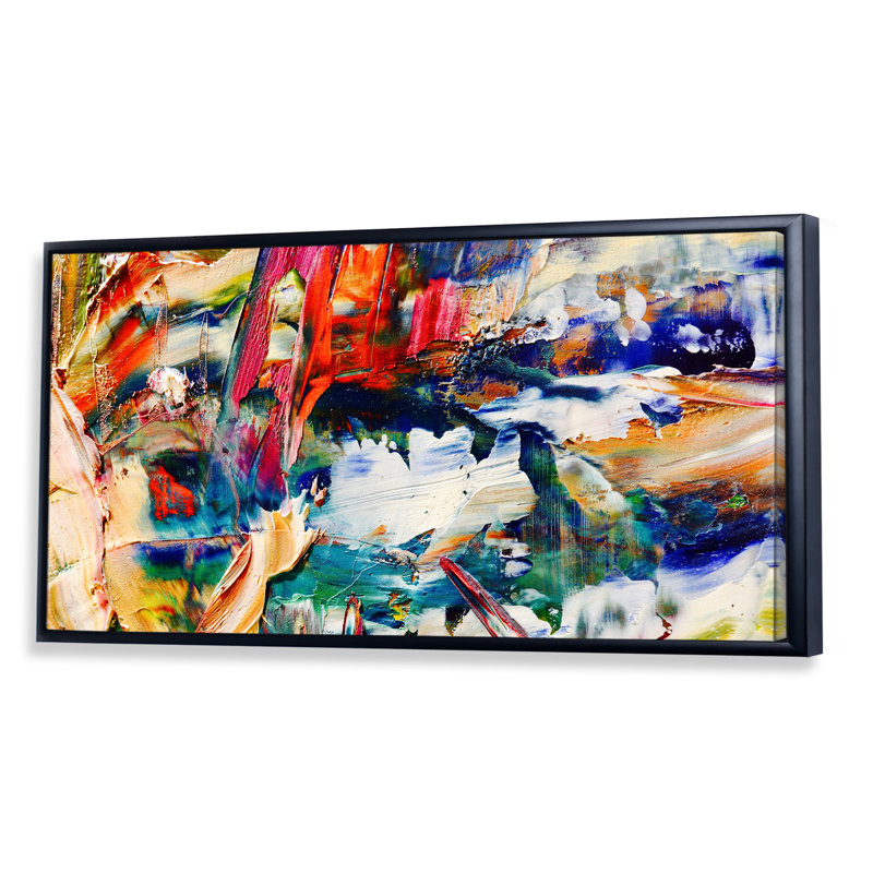 Colorfor Abstract Strokes Peinture VII - Art mural moderne sur toile, L 12 po x H 8 po, Cadre noir