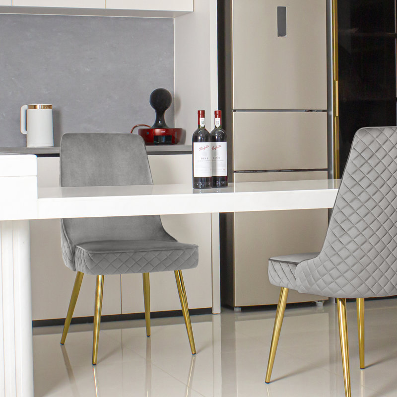 Heiress 19.2'' H Velvet Upholstered Side Chair, Gray