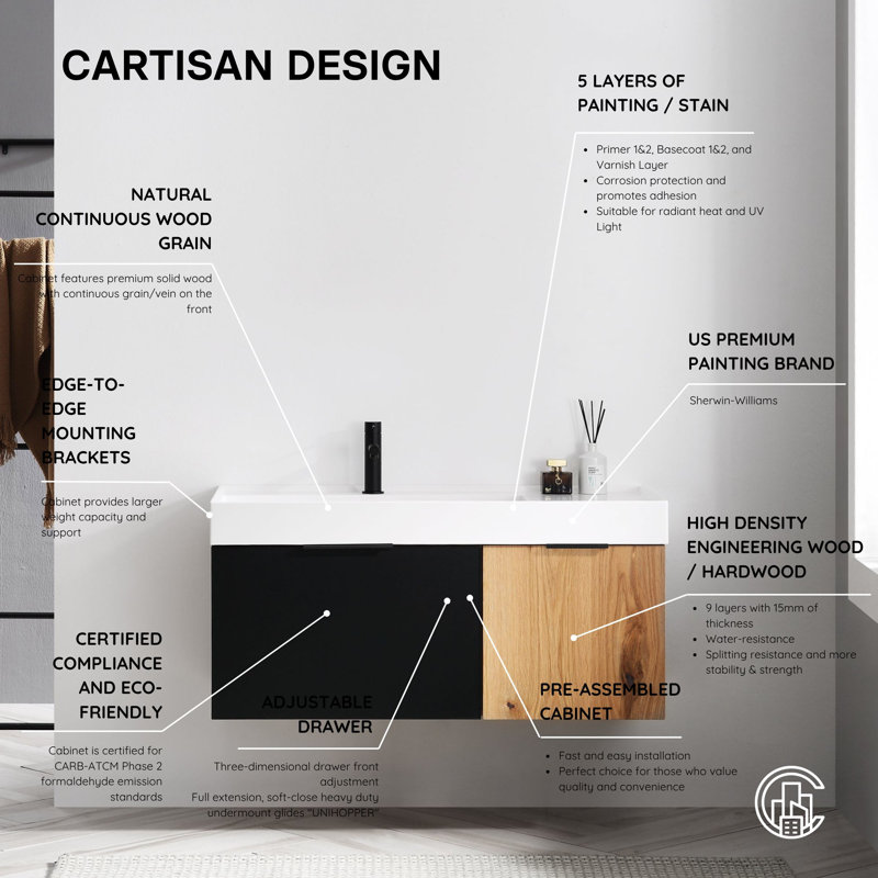 Lugano 42” W Single Wall-Mounted Vanity