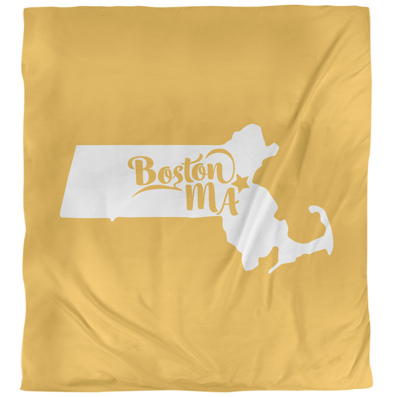 Ensemble de housse de couette boston massachusetts, Housse de couette pour très grand lit, Jaune, Polyester brossé