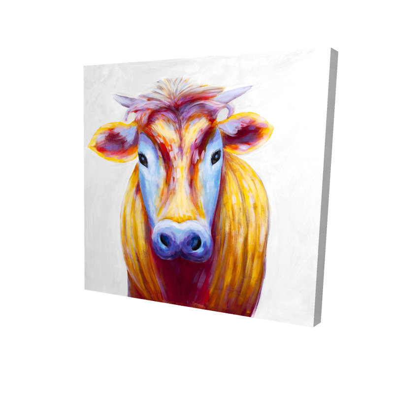 Toile de vache campagne colorée | Décoration de chambre d'animaux de ferme, H 8 po x l 8 po