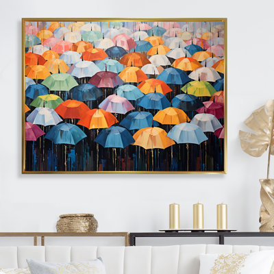 «Rainbow Umbrellas Collage I», reproduction sur toile