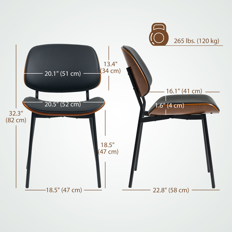 Ensemble de 2 chaises de salle à manger modernes Mid-Century