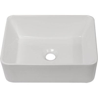 16 Inch Topmount Rectangular White Bathroom Ceramic Vessel Sink 