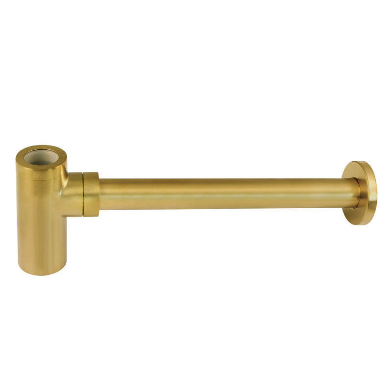 Kingston Brass Trimscape 1-1/4 Inch O.D. Brass Round Bottle Trap, Brushed Brass