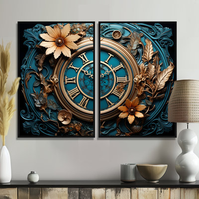 Horloge industrielle Elegance I - mode, ensemble de 2 impressions sur toile