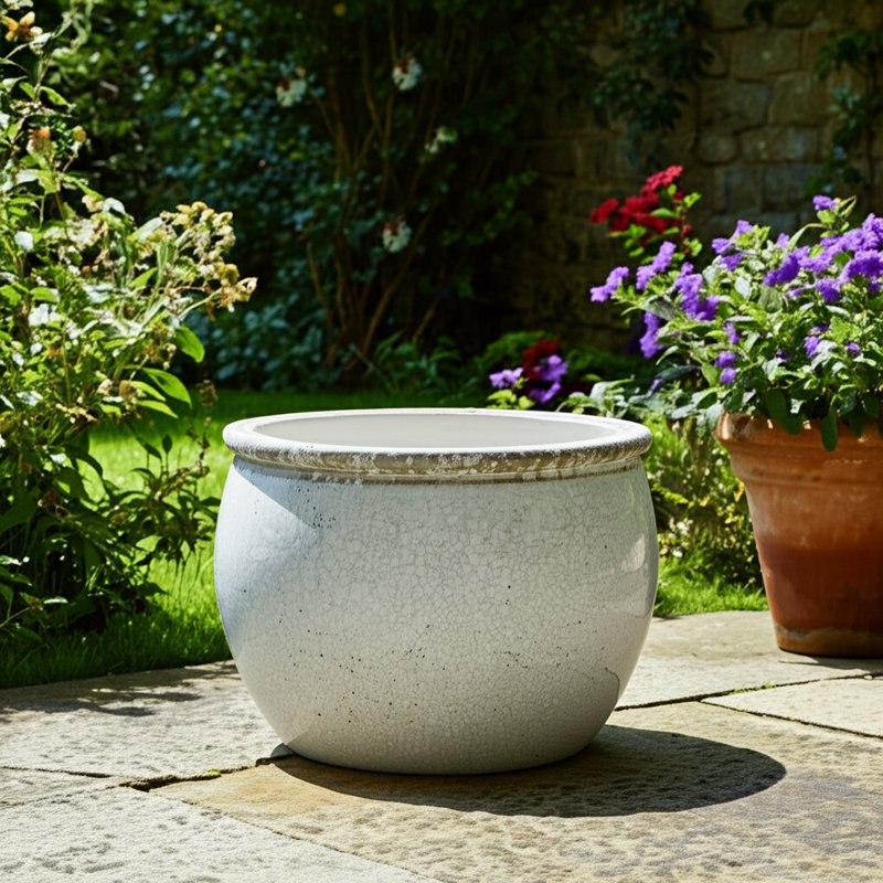 Pot à fleurs Hooge, Blanc, H 9 po x l 13 po x P 13 po