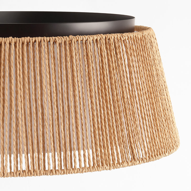 20" 3-light Hand-Woven Rattan Drum Flush Mount