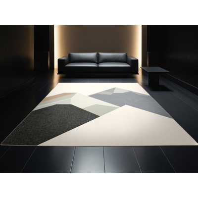 Tapis ovale minimaliste géométrique lavable à la machine - reliure beige