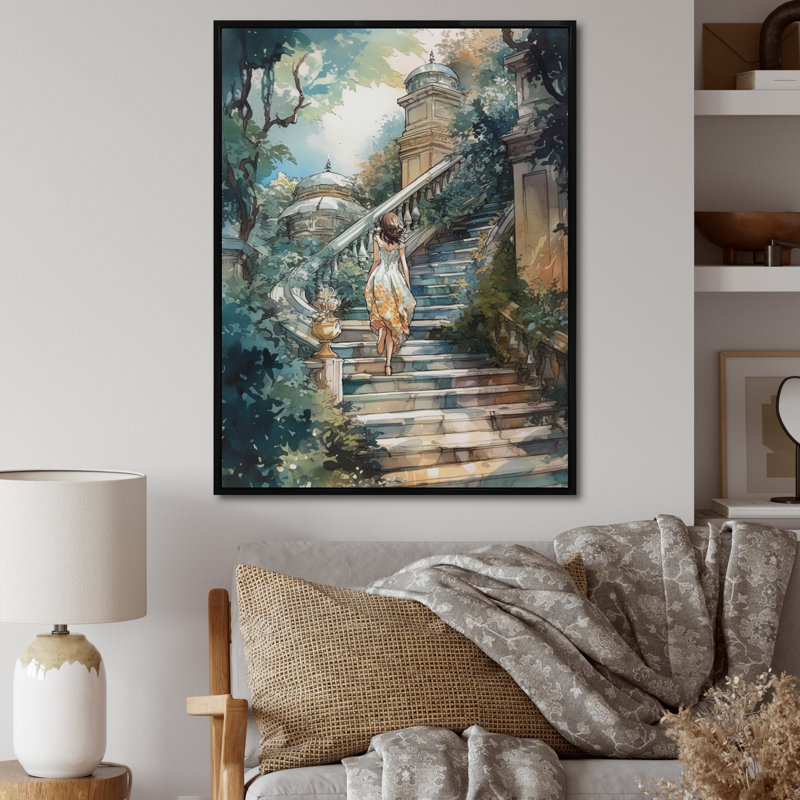Impression sur toile, "Stunning Girl" par The Stairs III, H 32 po x l 24 po x P 1 po, Cadre flottant noir