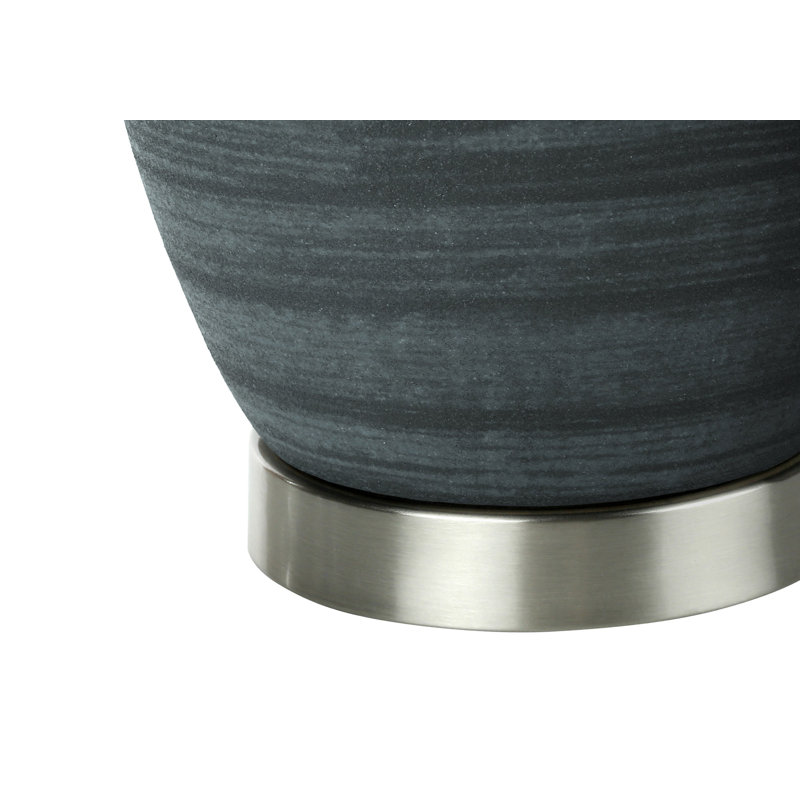 Lighting, H 24 po, lampe de table, bleu, ivoire / abat-jour crème, contemporain