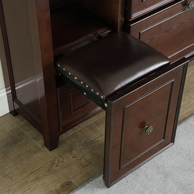 Nut-brown Solid Wood Shoe Storage Bench, 43.31" H x 43.31" W x 11.81" D
