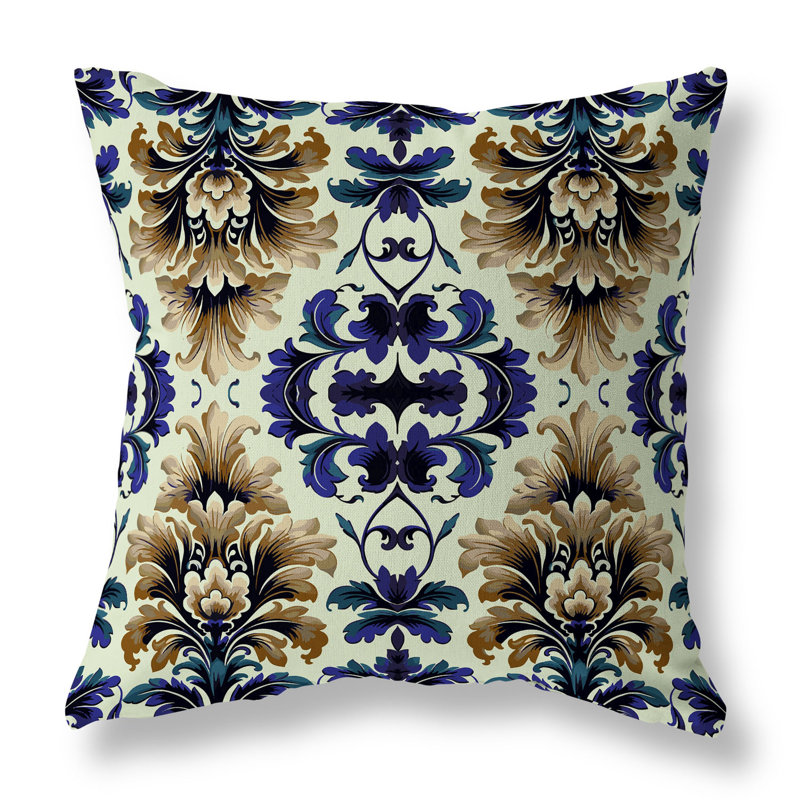 Coussin Damask Rapture, H 18 po x l 18 po, Bleu / beige