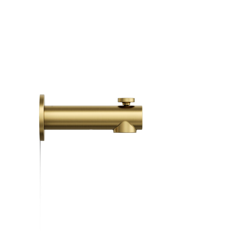 Elate Wall-Mount Bath Spout With Diverter, Brushed Brass
