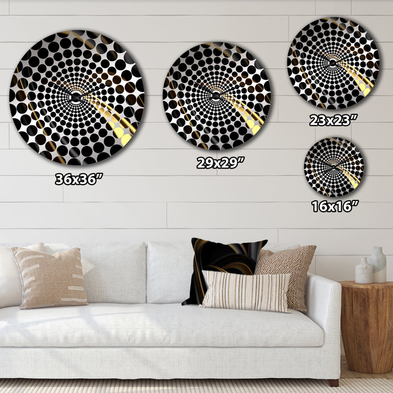 Horloge murale or et noir surréels II - Fractals, Très grand