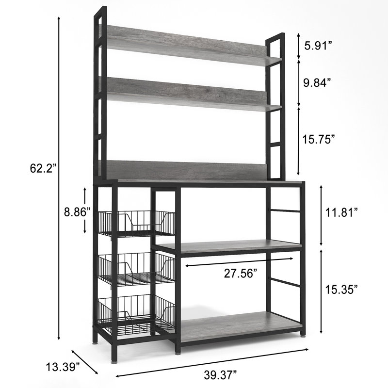 Floramae 39.37'' Steel Standard Baker's Rack with Microwave Compatibility