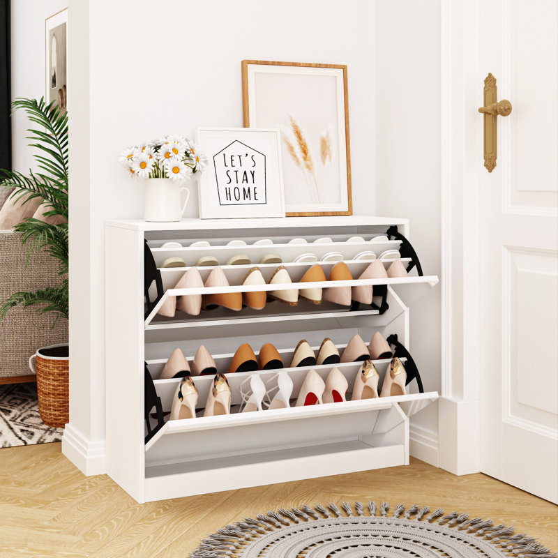 Armoire de rangement à chaussures à 2 niveaux avec supports pour entrée