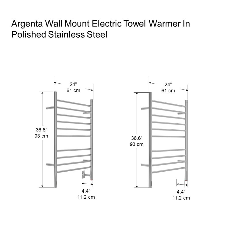 Chauffe-serviettes électrique mural avec minuterie intégrée Argenta, Poli
