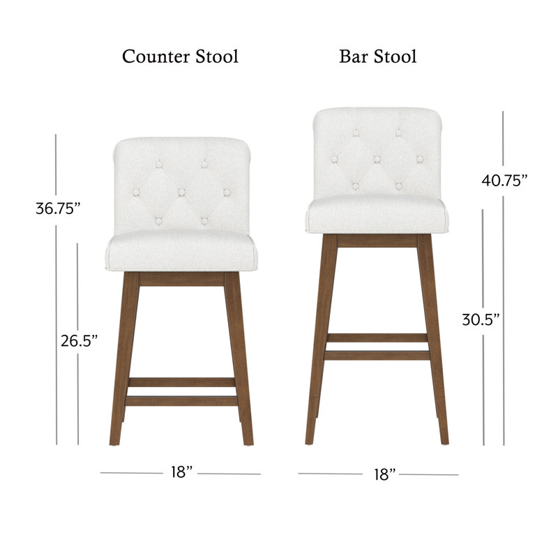 Dorreen Wood And Upholstered Tufted Adjustable Height Swivel Stool, Medium Brown, Salt