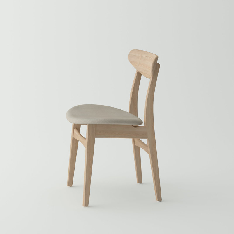 Chaise de salle à manger Shornick Mid-Century - Siège en bois de chêne massif et tissu, 8