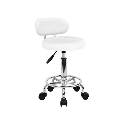 Tabouret à roulettes moderne en similicuir avec dossier bas réglable